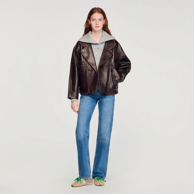 Oversized leather jacket