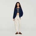 Embroidered collar oversized jacket