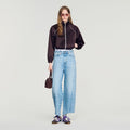 Cropped embroidered satin jacket