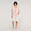 Wide cotton linen zip jacket