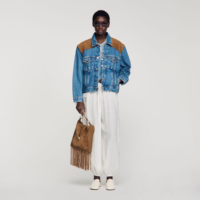 Denim and suede jacket