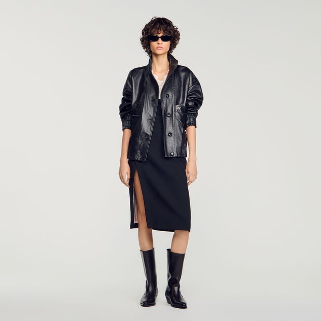 Oversized leather jacket