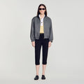 Oversized leather-collar jacket