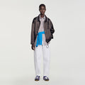 Satin-look jacket with polo collar