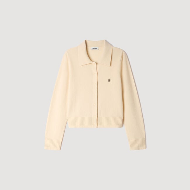 Cardigan with shirt collar