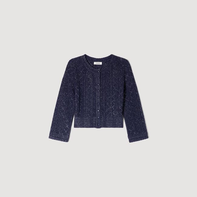 Cropped rhinestone cardigan