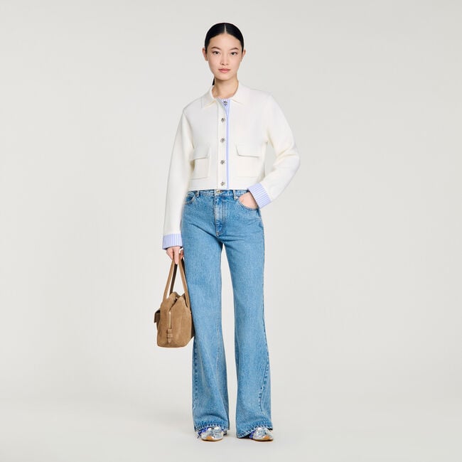 Wool polo cardigan