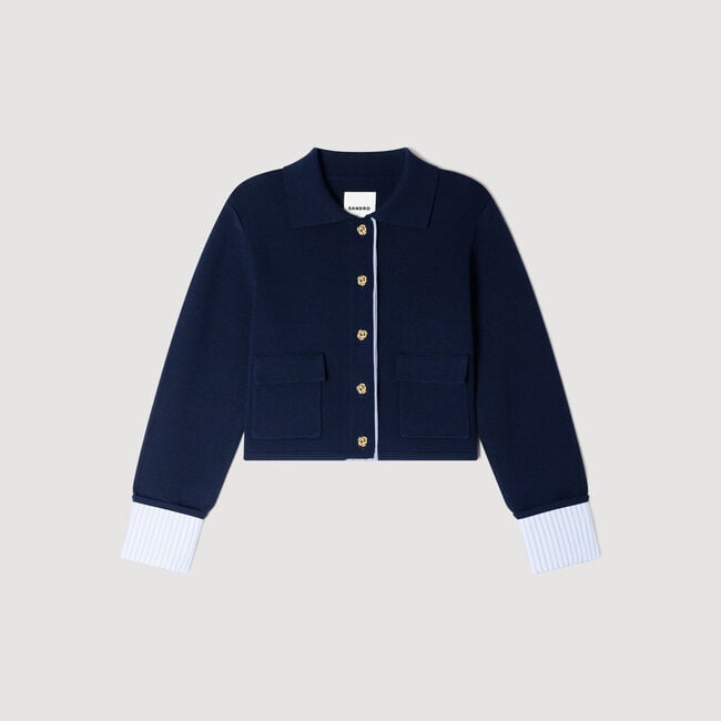 Wool polo cardigan