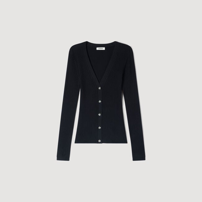 Ribbed cardigan with fancy buttons