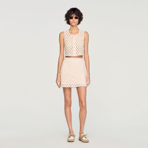 Beaded crochet knit top