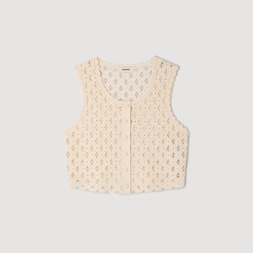 Beaded crochet knit top