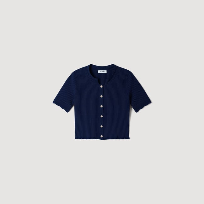 Cropped pointelle knit top