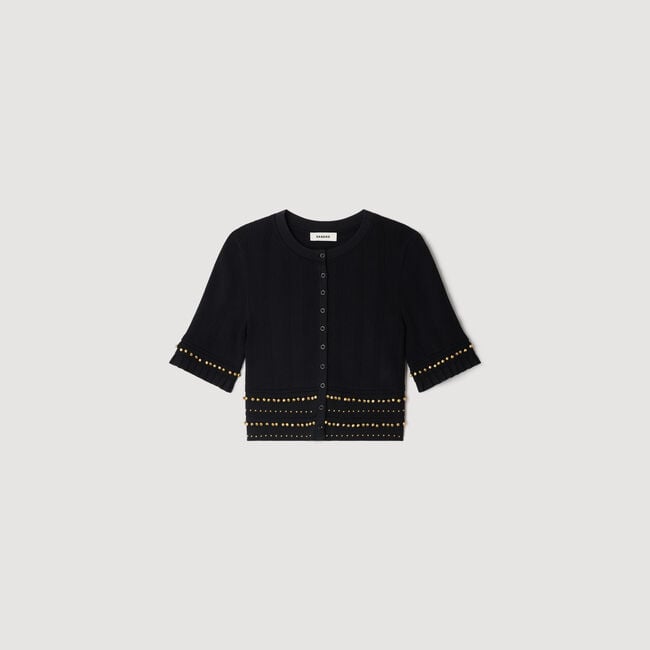 Cropped knit top with tassels