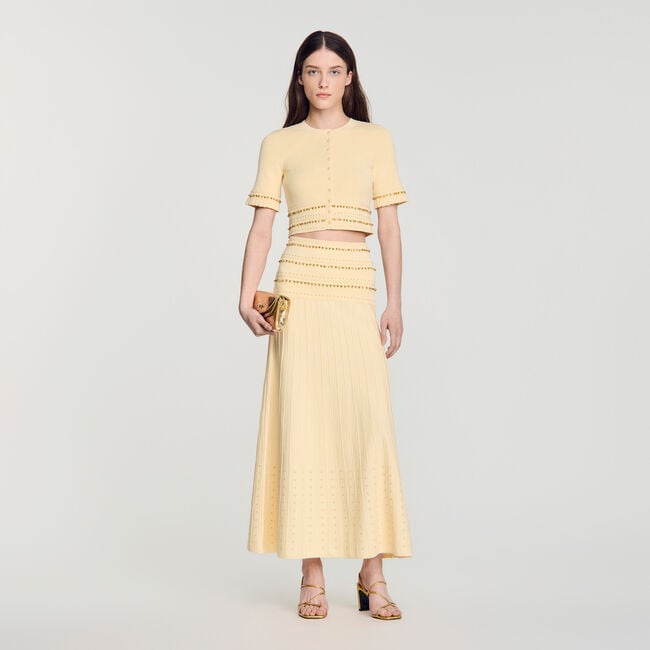 Cropped knit top with tassels