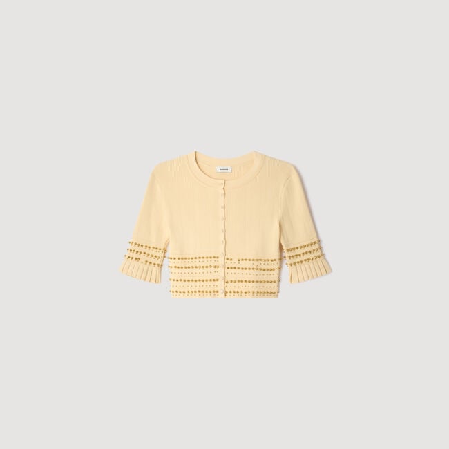 Cropped knit top with tassels