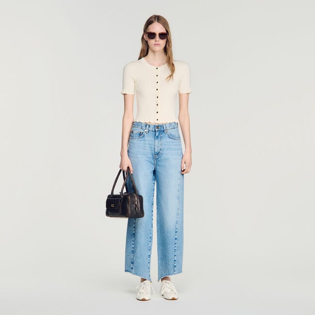 Ruffled rib knit shirt