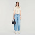 Ruffled rib knit shirt