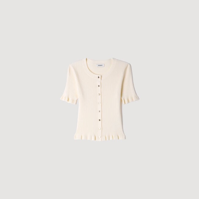 Ruffled rib knit shirt