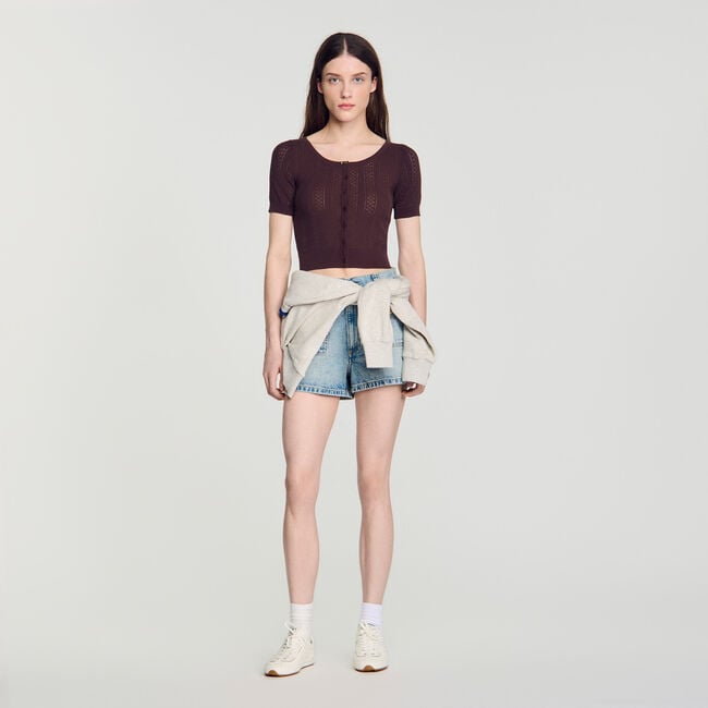 Pointelle knit top