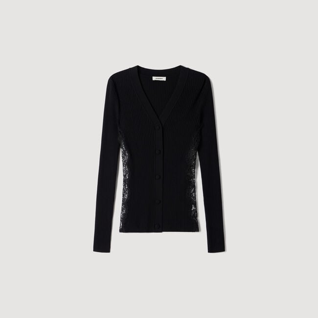 Cardigan with lace panel