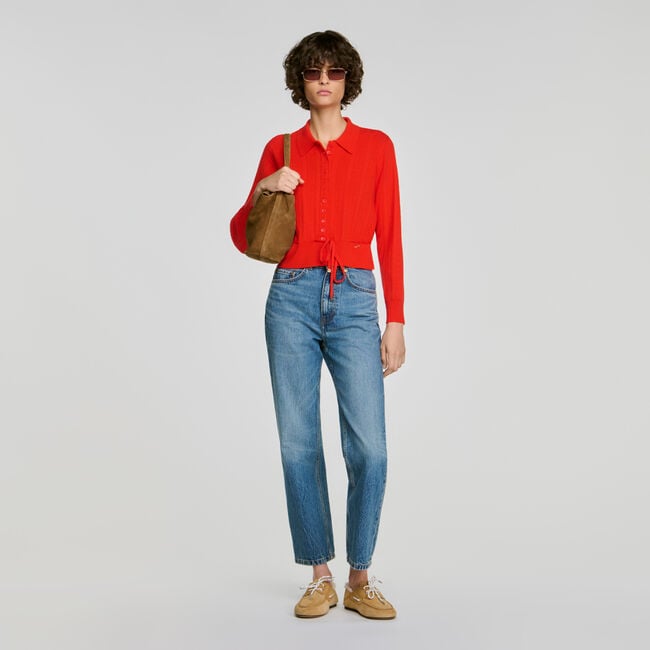 Pointelle knit cardigan
