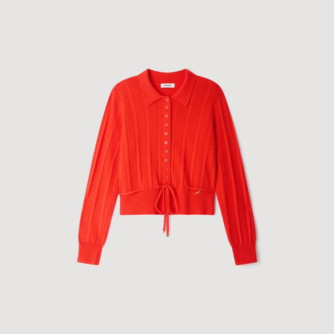 Pointelle knit cardigan
