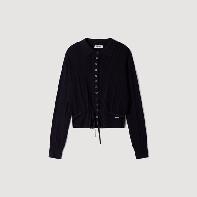 Pointelle knit cardigan