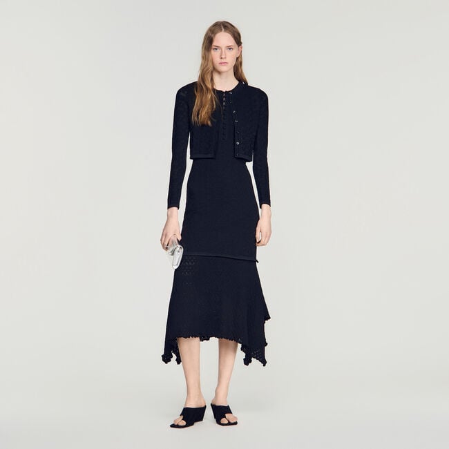 Decorative pointelle cardigan