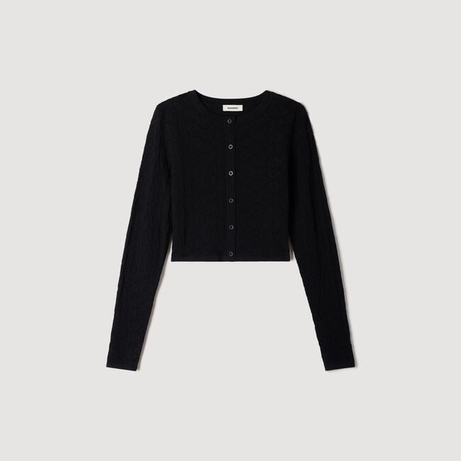Decorative pointelle cardigan