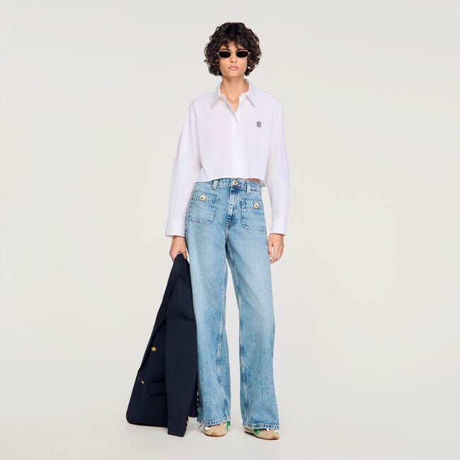 Cropped poplin shirt