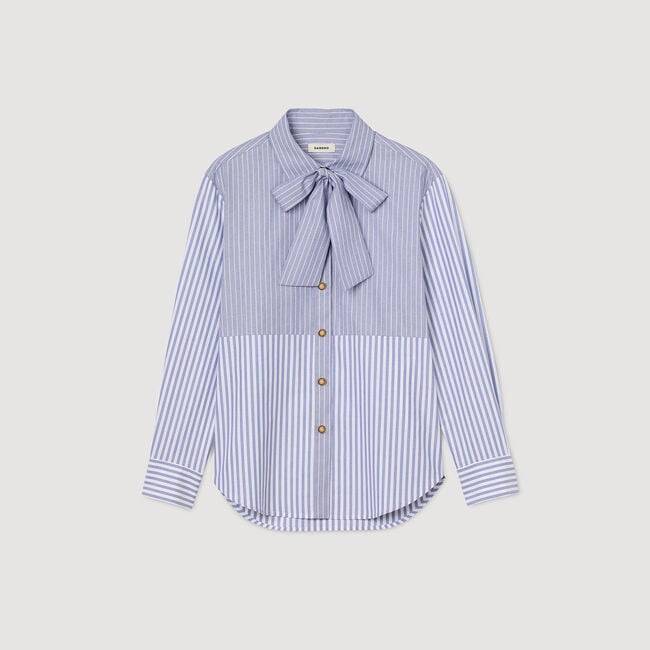 Striped shirt with removable tie