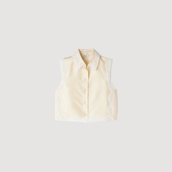 Cropped shirt with lace details