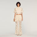 Cropped floral guipure shirt