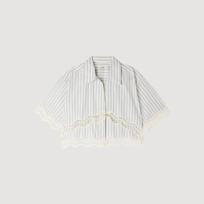 Cropped striped cotton shirt