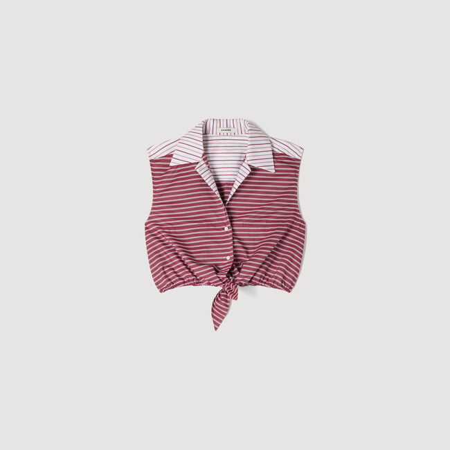 Cropped striped cotton shirt