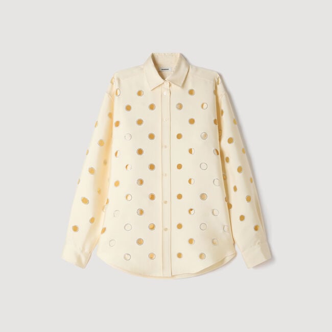 Openwork rhinestone shirt
