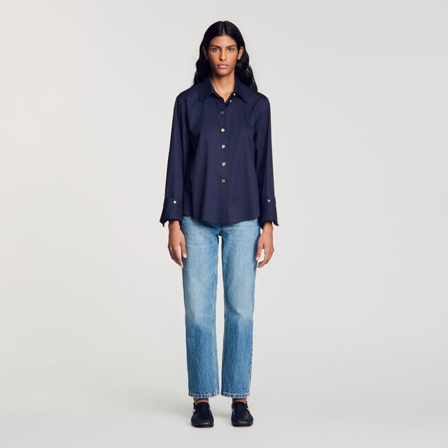 Cotton shirt with wide cuffs
