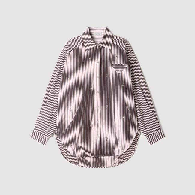Oversized striped rhinestone shirt