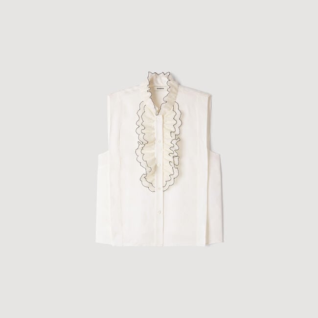 Ruffled lace collar shirt