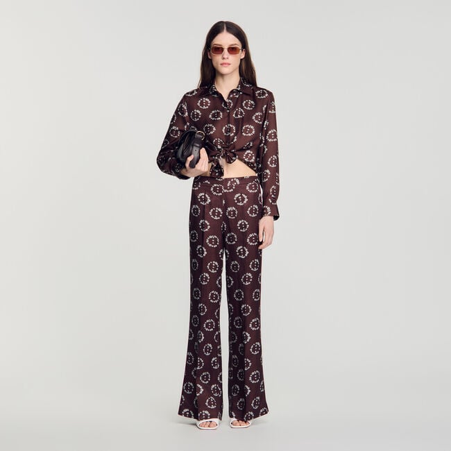 Floral print silk shirt