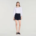Cropped jewel collar shirt