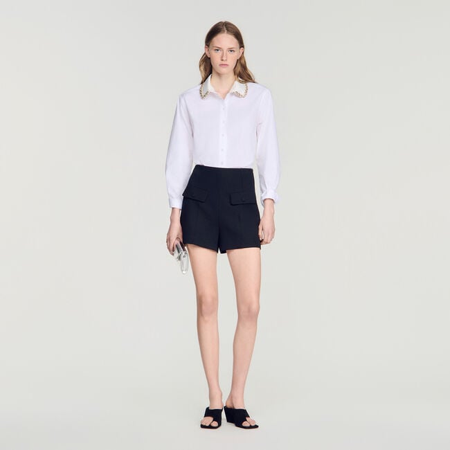 Cropped jewel collar shirt