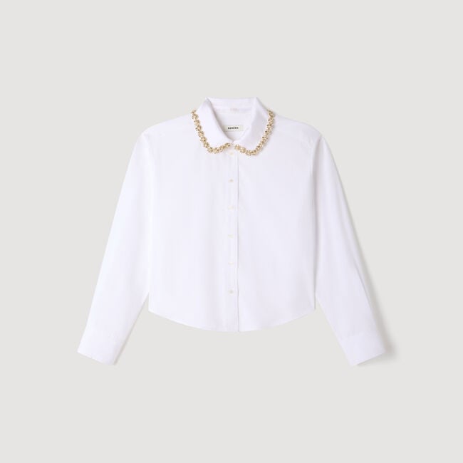 Cropped jewel collar shirt