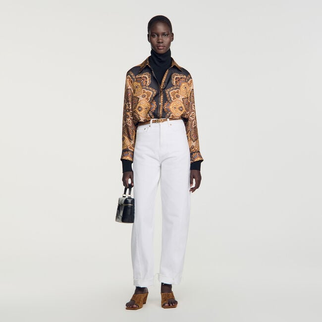 Scarf print silk shirt