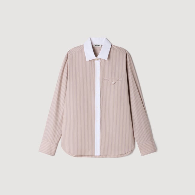 Striped shirt with contrast collar