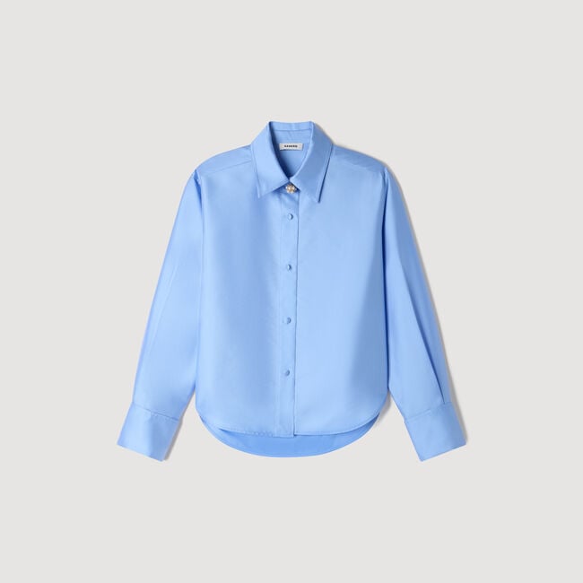 Jewelry detail satin shirt