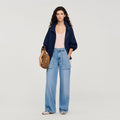 Faded wide straight-leg jeans
