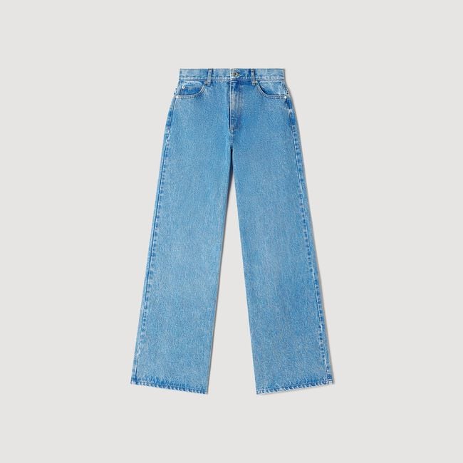 Faded wide straight-leg jeans