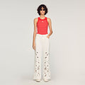 Wide-leg embroidered jeans