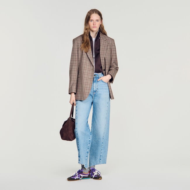 Floral print barrel jeans
